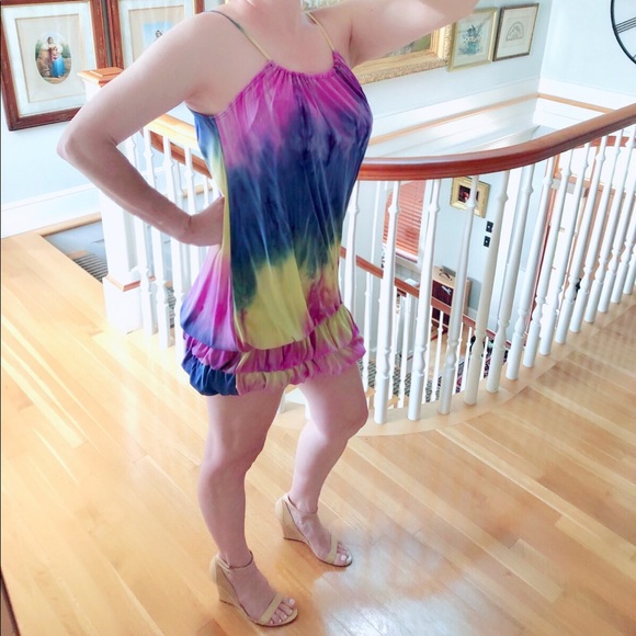 ❌SOLD❌ ★LIKE NEW★ Tie Dyed Mini Dress, PINK YELLOW PURPLE - Picture 6 of 14